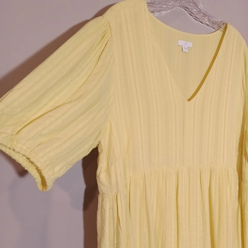 J. Jill Women's Jacquard V-Neck Tiered Midi Dress Size XL Yellow - Picture 5 of 7